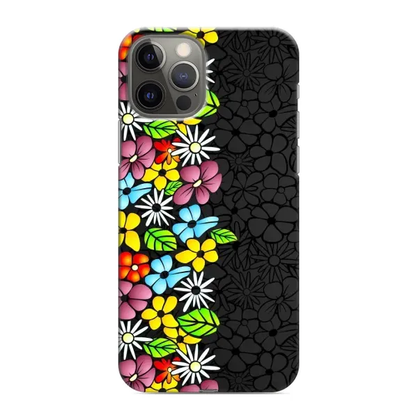 Чехол с рисунком «Яркие цветы на черном» для iPhone 12 Pro