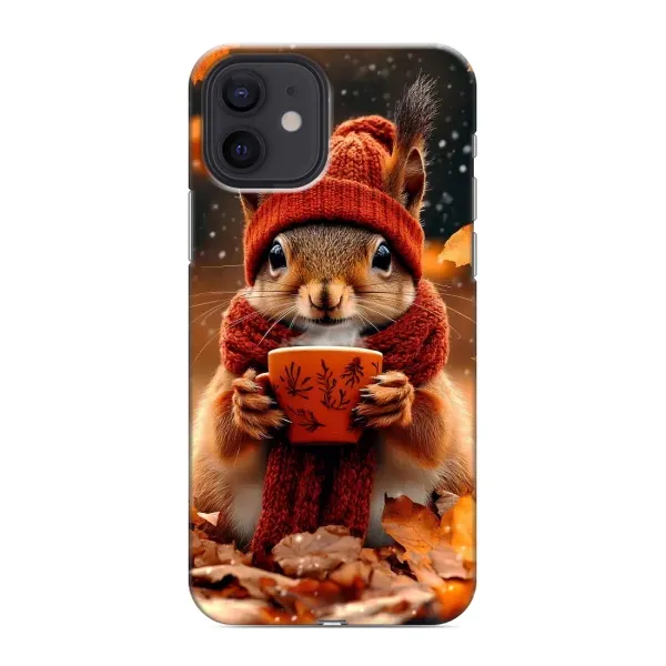 Чехол с рисунком «Белка с кофе» для iPhone 12 Чехол с рисунком «Белка с кофе» для iPhone 12