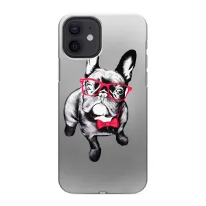 Чехол (ТПУ) Милые собачки для iPhone 12 (Бульдог в очках)