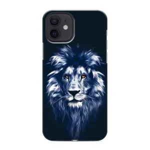 Чехол с картинкой на iPhone 12 (Лев - синий)