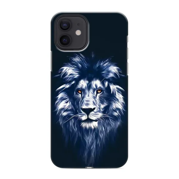 Чехол с рисунком «Лев - синий» для iPhone 12