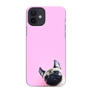 Бампер для iPhone 12 с картинкой "Песики" (Собака на розовом)