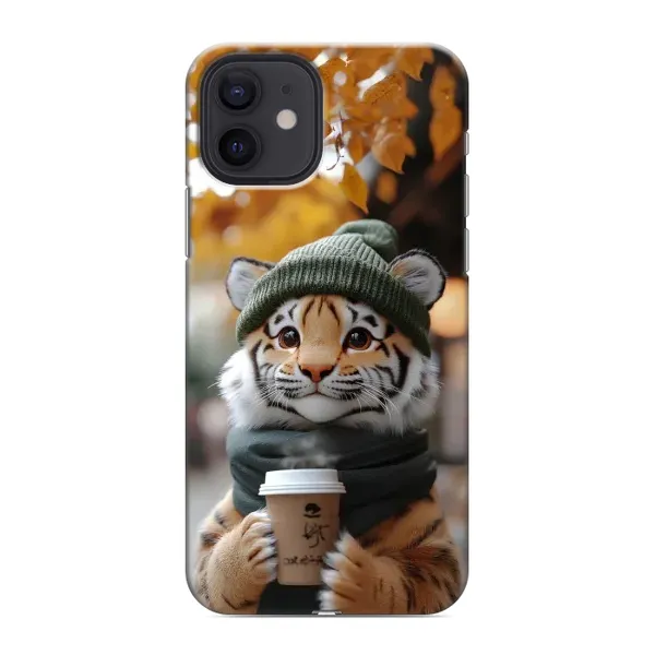 Чехол с рисунком «Тигр с кофе» для iPhone 12 Чехол с рисунком «Тигр с кофе» для iPhone 12