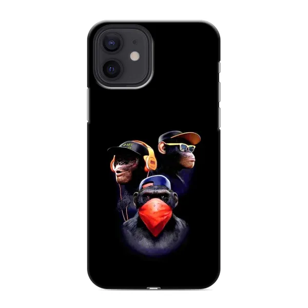Чехол с рисунком «Три обезьяны» для iPhone 12
