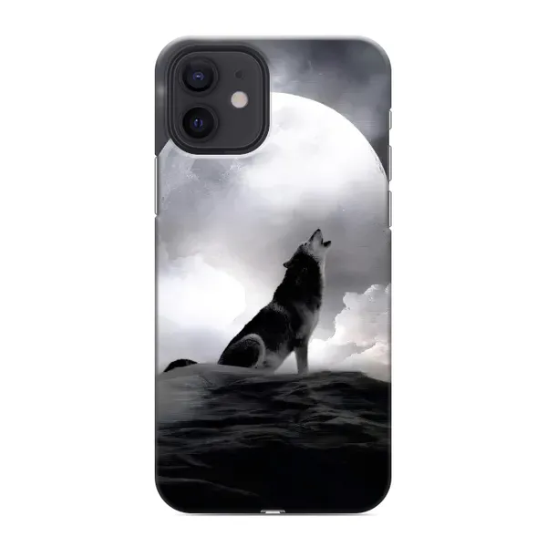 Чехол с рисунком «Волк и луна» для iPhone 12