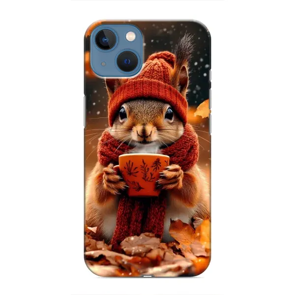 Чехол с рисунком «Белка с кофе» для iPhone 13 Mini Чехол с рисунком «Белка с кофе» для iPhone 13 Mini