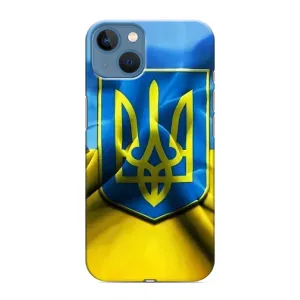 Чехол с картинкой (Патриотический ГЕРБ) на iPhone 13 Mini (Герб и Флаг Украины)