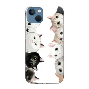 Силиконовый чехол с котиком для iPhone 13 Mini (Коты)