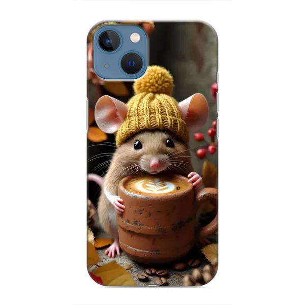 Чехол с рисунком «Мышка с кофе» для iPhone 13 Mini Чехол с рисунком «Мышка с кофе» для iPhone 13 Mini