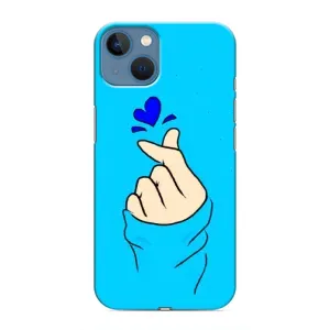 Чехлы (Знак сердечка) на iPhone 13 Mini (Сердце на синем)