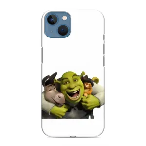 Печатный чехол с принтом Шрек для iPhone 13 Mini (Шрек осел и кот)