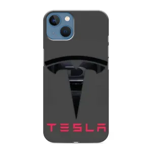 Силіконовий бампер з картинкою машини на iPhone 13 Mini (Logo TESLA)