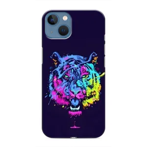 Силиконовый бампер с картинкой животных для iPhone 13 Mini (Тигр-Арт)