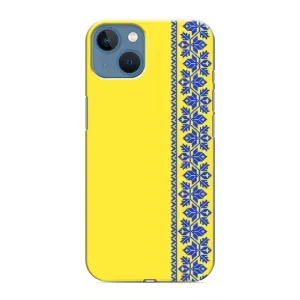 Силиконовый Чехол на iPhone 13 Mini (Вышиванка на желтом)