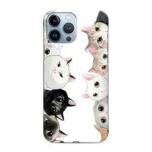 Силиконовый чехол с котиком для iPhone 13 Pro Max (Коты)