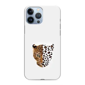 Чехол с леопардовым принтом на iPhone 13 Pro Max (Леопард на белом)
