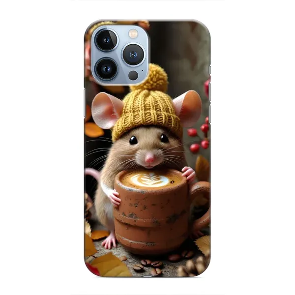 Чехол с рисунком «Мышка с кофе» для iPhone 13 Pro Max Чехол с рисунком «Мышка с кофе» для iPhone 13 Pro Max