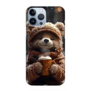 Печатный чехол «Зверята с кофе» для iPhone 13 Pro Max (Медвежонок с кофе)