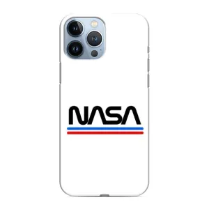 Силиконовый бампер с принтом "Наса" на iPhone 13 Pro Max (NASA на белом фоне)