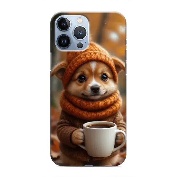 Чехол с рисунком «Собачка с кофе» для iPhone 13 Pro Max Чехол с рисунком «Собачка с кофе» для iPhone 13 Pro Max