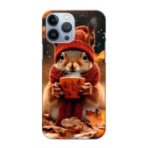 Печатный чехол «Зверята с кофе» для iPhone 13 Pro (Белка с кофе)