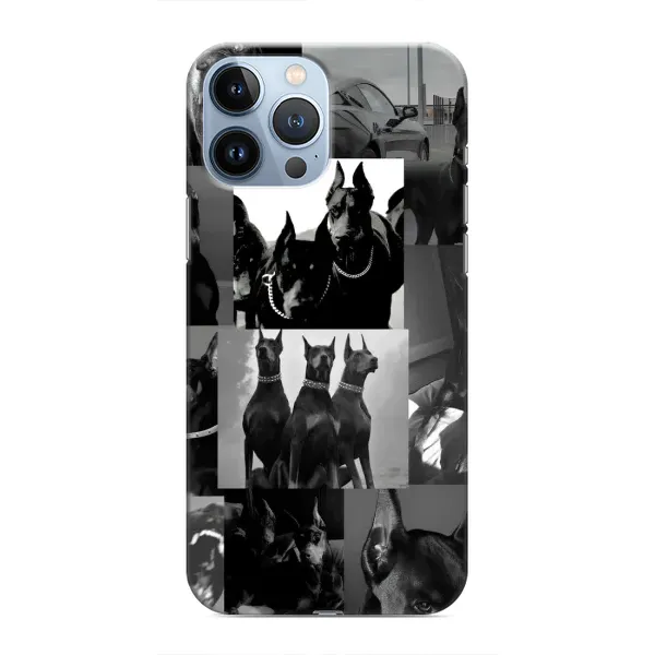 Чехол с рисунком «Коллаж Доберман» для iPhone 13 Pro Чехол с рисунком «Коллаж Доберман» для iPhone 13 Pro