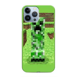 Чехлы для iPhone 13 Pro (Персонажи Майн Крафт) (Крипер 2)