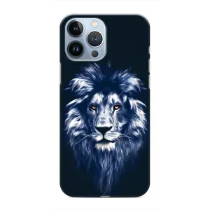 Чехол с картинкой на iPhone 13 Pro (Лев - синий)
