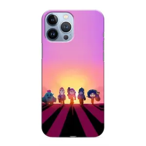 Силиконовый Чехол на iPhone 13 Pro с картинкой Brawl Stars (Персонажи в закате)