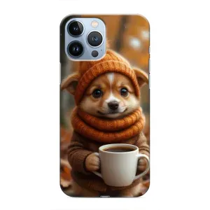 Печатный чехол «Зверята с кофе» для iPhone 13 Pro (Собачка с кофе)