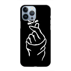 Чехлы (Знак сердечка) на iPhone 13 Pro (Сердце на черном)