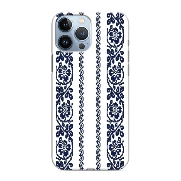 Чехол с рисунком «Синяя вышиванка» для iPhone 13 Pro