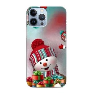 Чехлы на Новый Год iPhone 13 Pro (Снеговик в шапке)