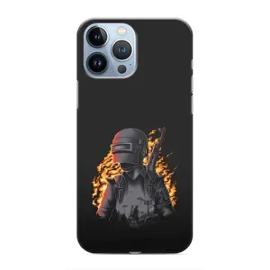 Силиконовый чехол с картинкой "Герой Pubg" на iPhone 13 Pro (В огне)