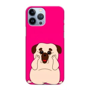 Чехол (ТПУ) Милые собачки для iPhone 13 Pro (Веселый Мопсик)