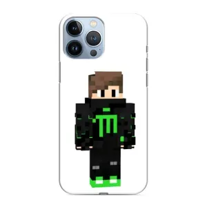 Чехлы для iPhone 13 Pro (Персонажи Майн Крафт) (Зеленый мальчик)