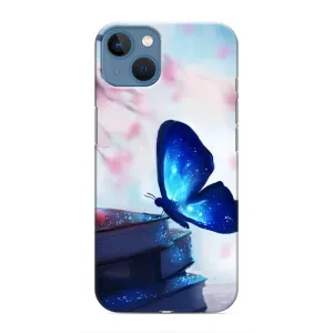 Силиконовый бампер с картинкой животных для iPhone 13 (Бабочка синяя)