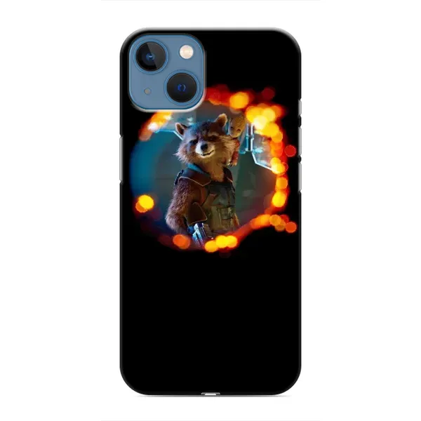 Чехол с рисунком «Енот Ракета» для iPhone 13