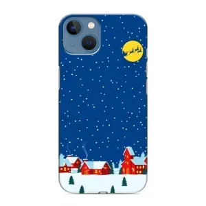 Силиконовый бампер на рождество для iPhone 13 (Город в снегу)