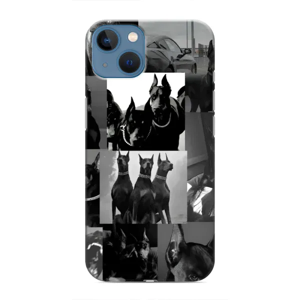 Чехол с рисунком «Коллаж Доберман» для iPhone 13 Чехол с рисунком «Коллаж Доберман» для iPhone 13