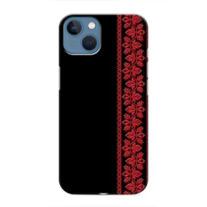 Силиконовый Чехол на iPhone 13 (Красная Вышиванка)
