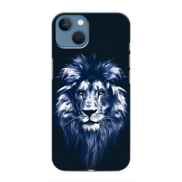 Чехол с рисунком «Лев - синий» для iPhone 13