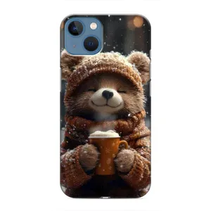 Печатный чехол «Зверята с кофе» для iPhone 13 (Медвежонок с кофе)