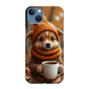 Печатный чехол «Зверята с кофе» для iPhone 13 (Собачка с кофе)