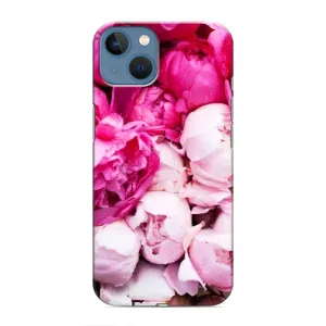 Силиконовый бампер с принтом (цветочки) на Айфон 13 (Пионы)
