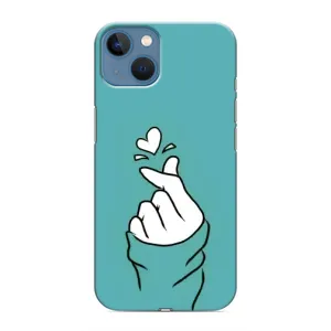 Чехлы (Знак сердечка) на iPhone 13 (Сердечко на бирюзовом)