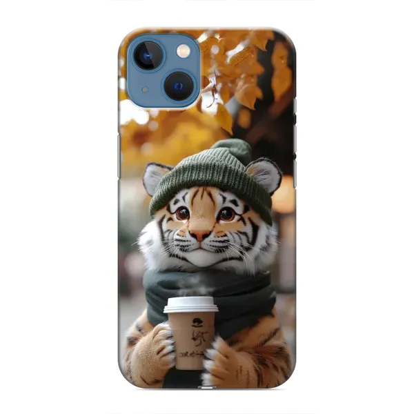 Чехол с рисунком «Тигр с кофе» для iPhone 13 Чехол с рисунком «Тигр с кофе» для iPhone 13