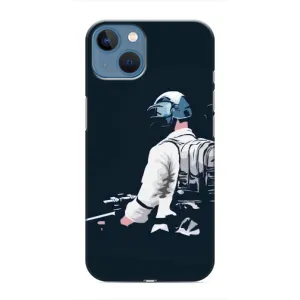 Силиконовый чехол с картинкой "Герой Pubg" на iPhone 13 (В экиперовке)