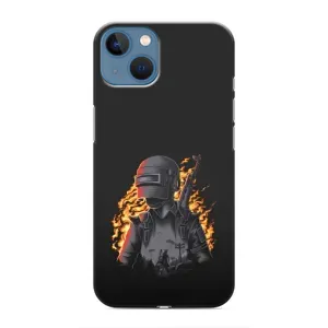 Силиконовый чехол с картинкой "Герой Pubg" на iPhone 13 (В огне)