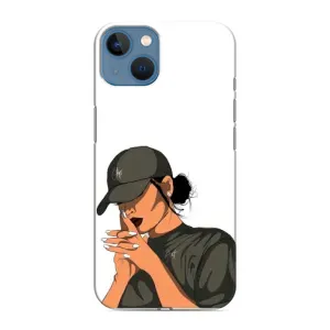 Силиконовый Чехол на iPhone 13 с картинкой Стильных Девушек (В зеленом)